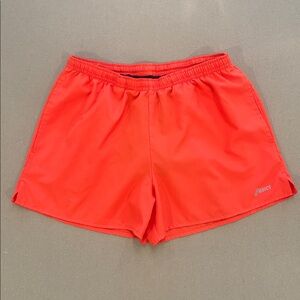 Women's Asics Running Shorts Medium M Built-In Brief Orange Pockets Drawstring